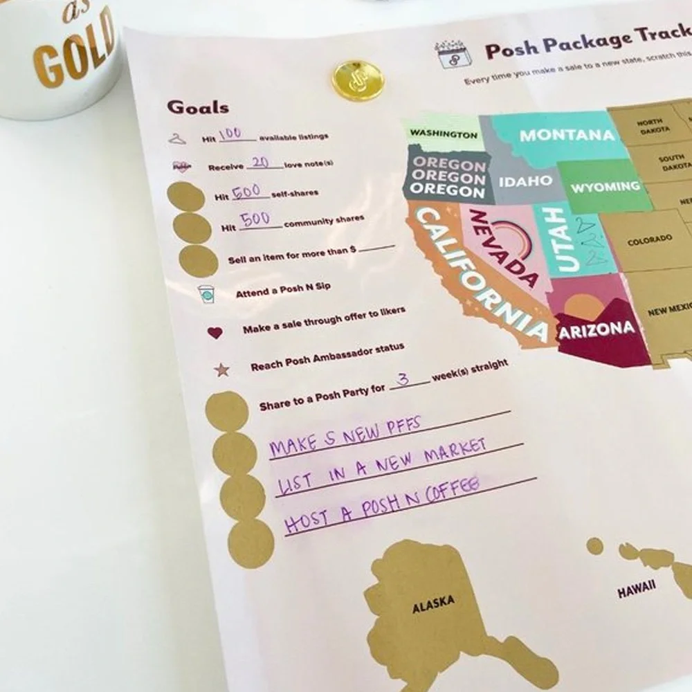 POSH PACKAGE TRACKER Scratch-off Map